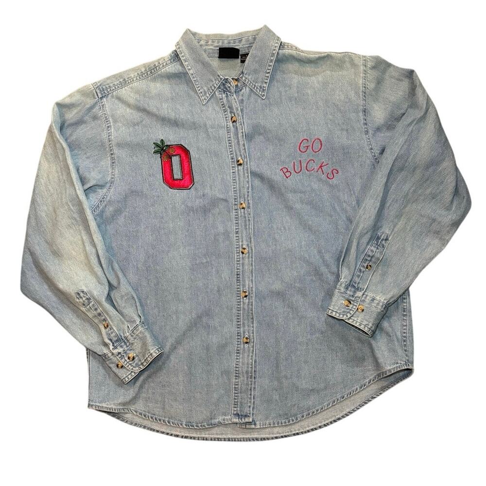 Outrageous Sports 100% Cotton Denim Ohio Buckeye Shirt Large